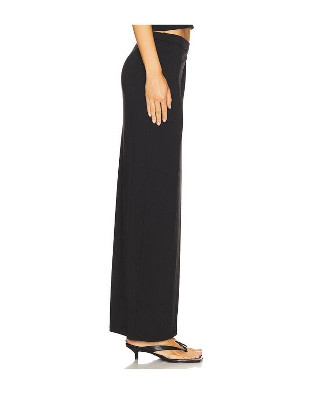GOOD AMERICAN Black Stretch Jersey Maxi Skirt