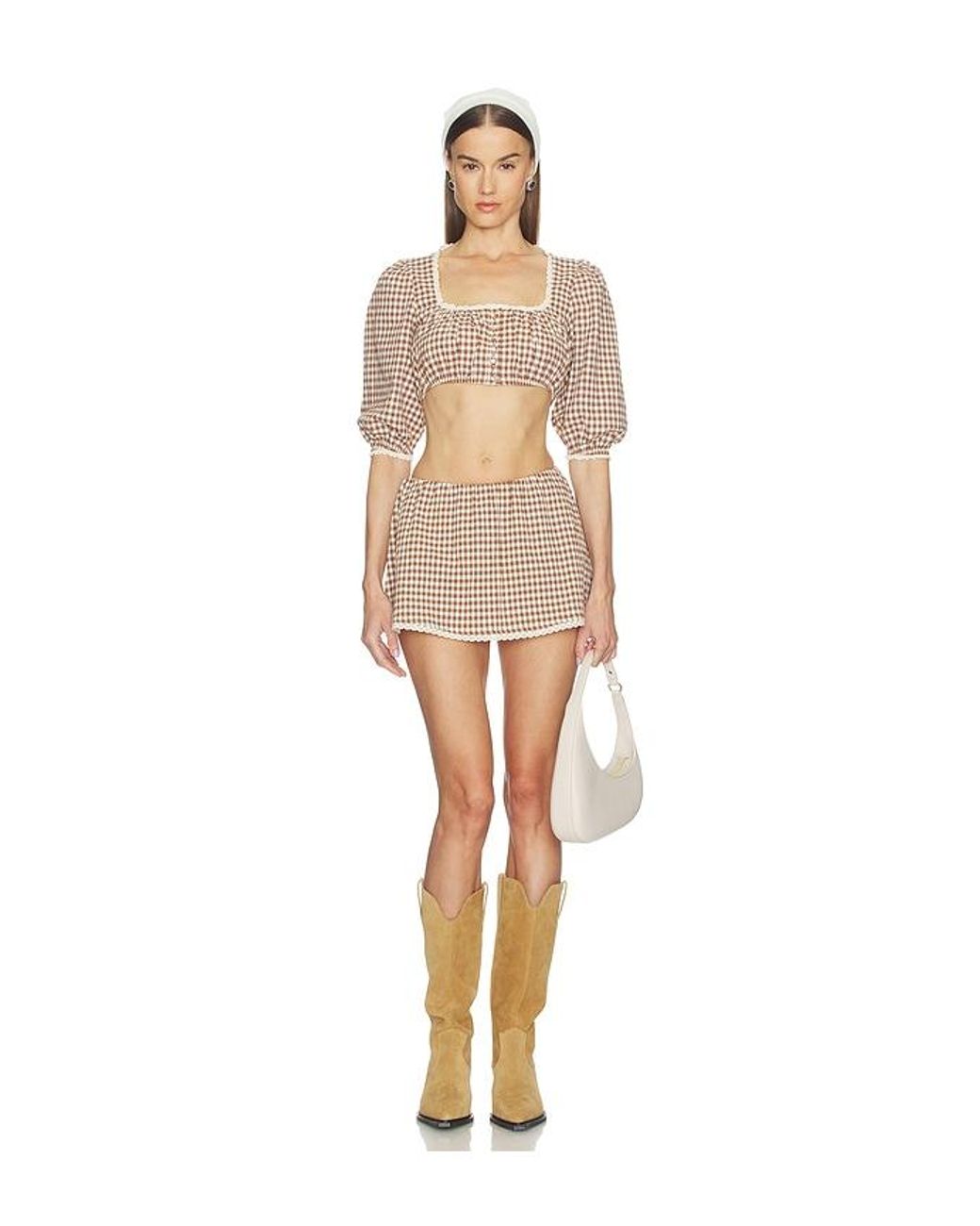 LOBA Natural Ann Gingham Top