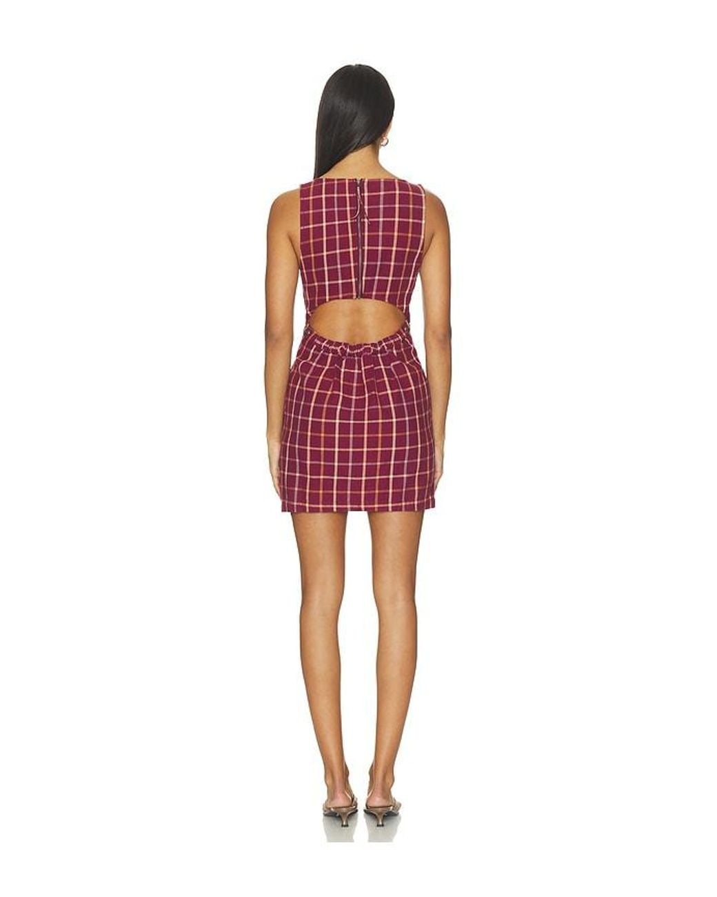 Free People Red Atlas Plaid Mini Dress