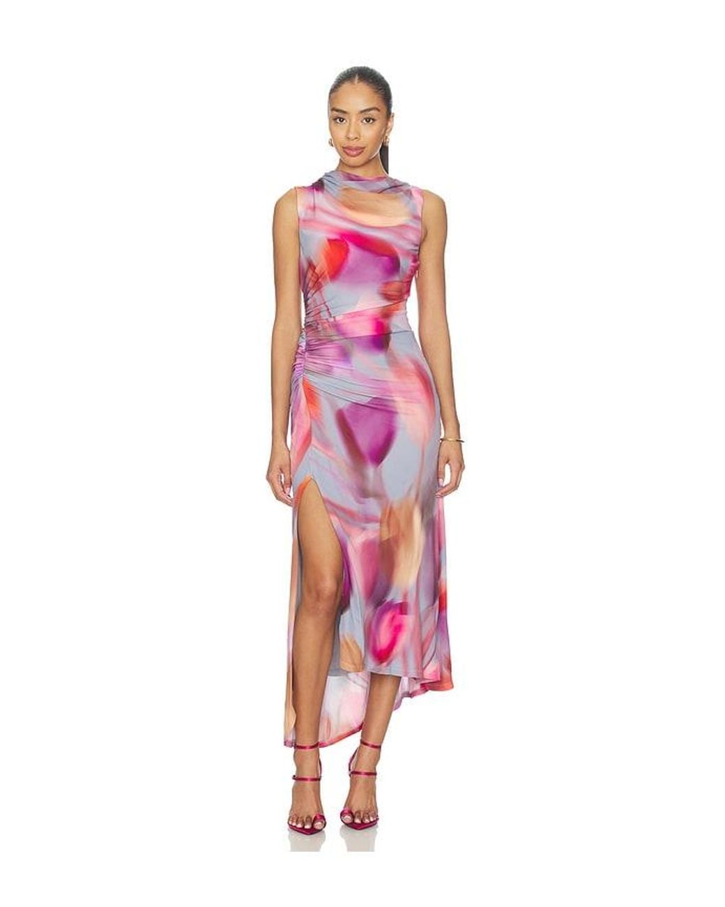 AMUR Red Kai Asymmetrical Dress