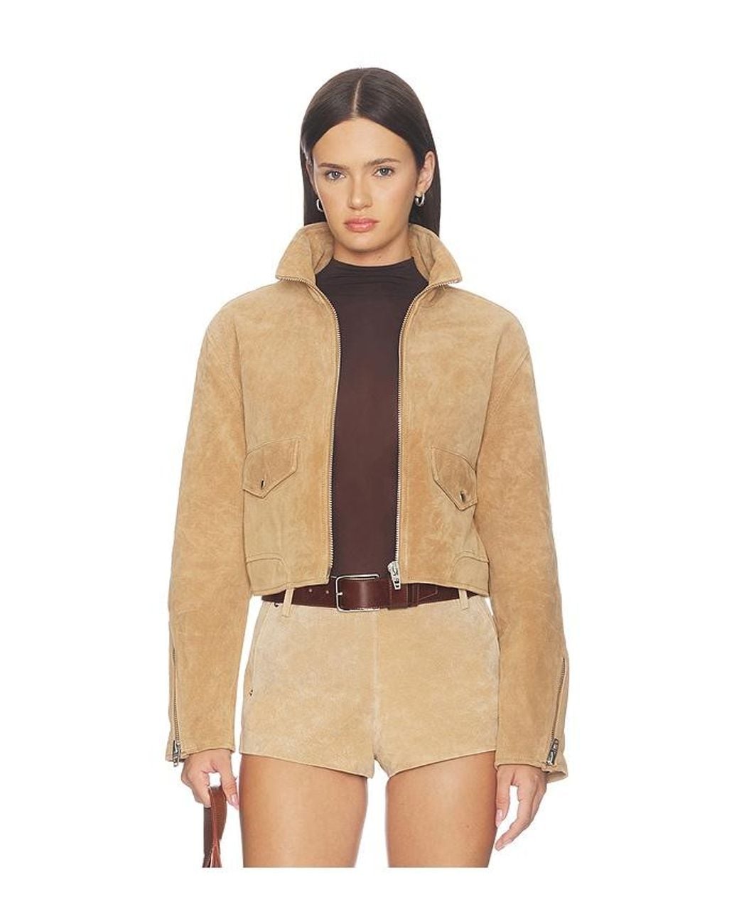 Blank NYC Natural Suede Moto Jacket