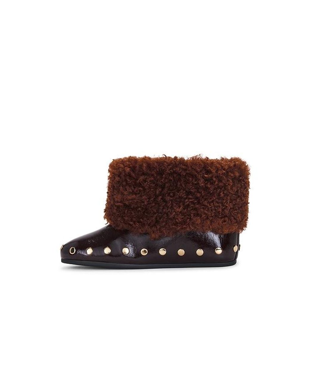Ganni White Jenny Low Boot Deep Shine Faux Fur