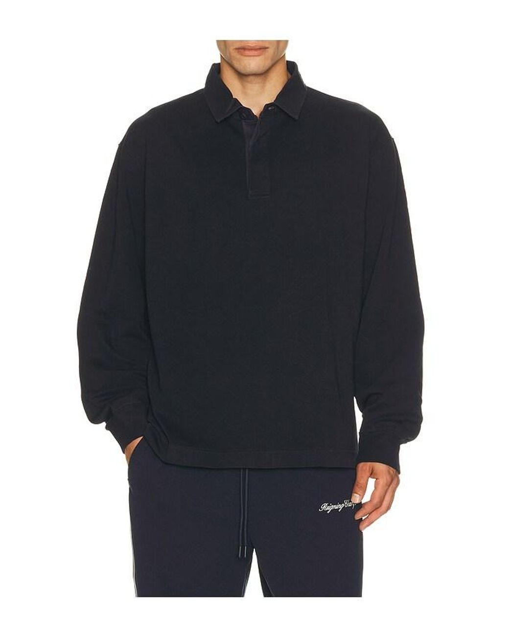Reigning Champ Blue Heavyweight Jersey Standard Rugby Shirt for men