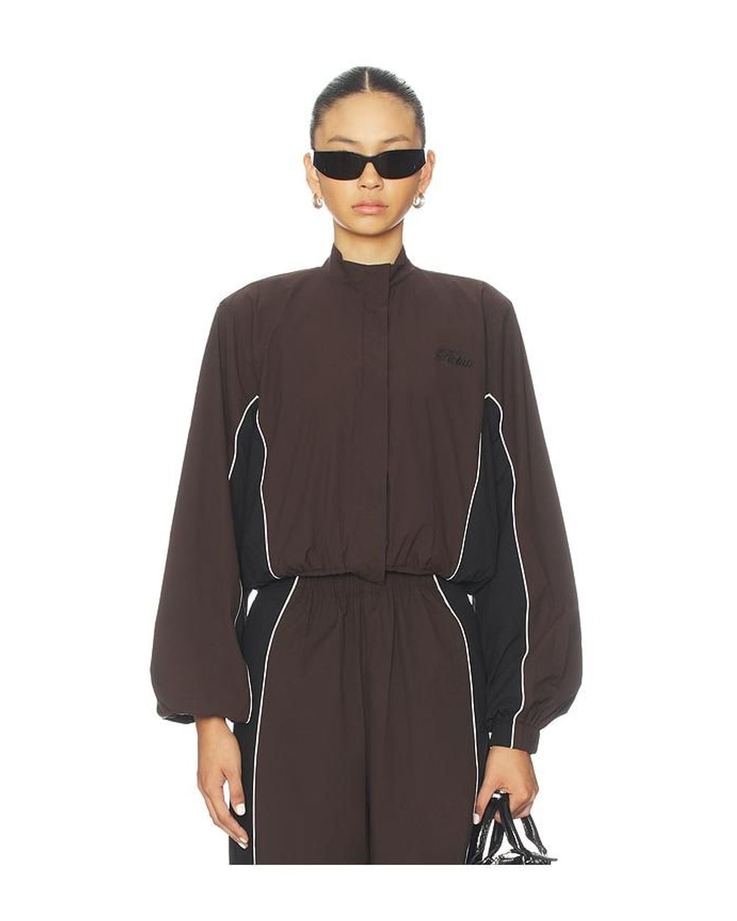 ROTATE BIRGER CHRISTENSEN Brown Crispy Woven Jacket