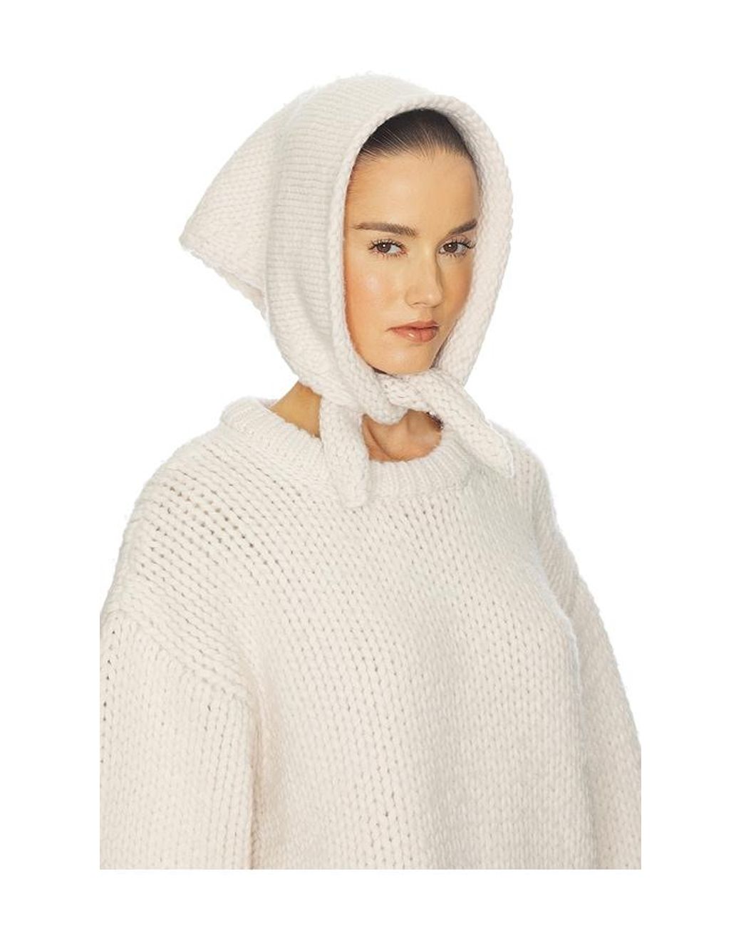 Helsa White Kelcey Hand Knit Kerchief Scarf