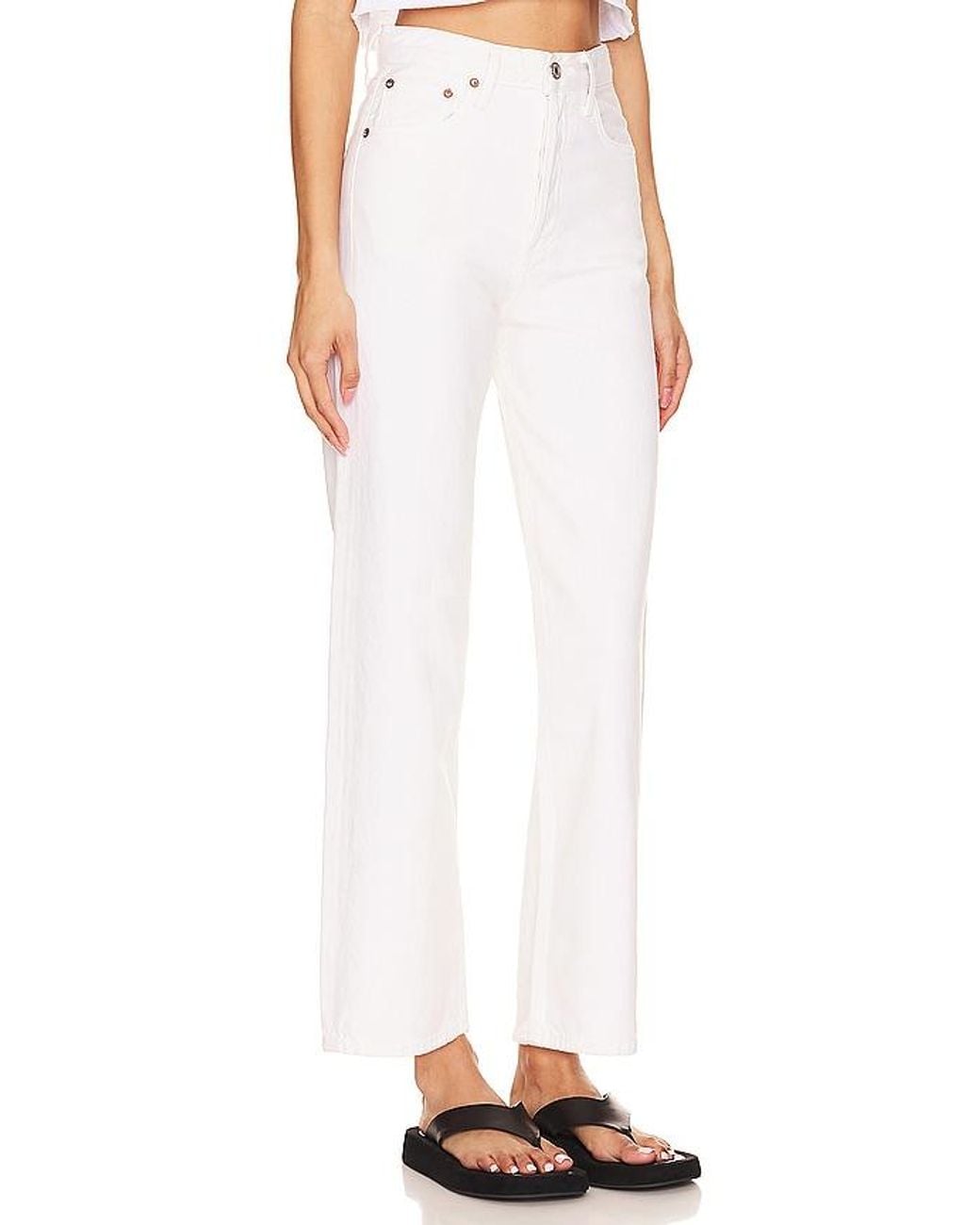 Agolde White Ren High Rise Wide Leg Jeans