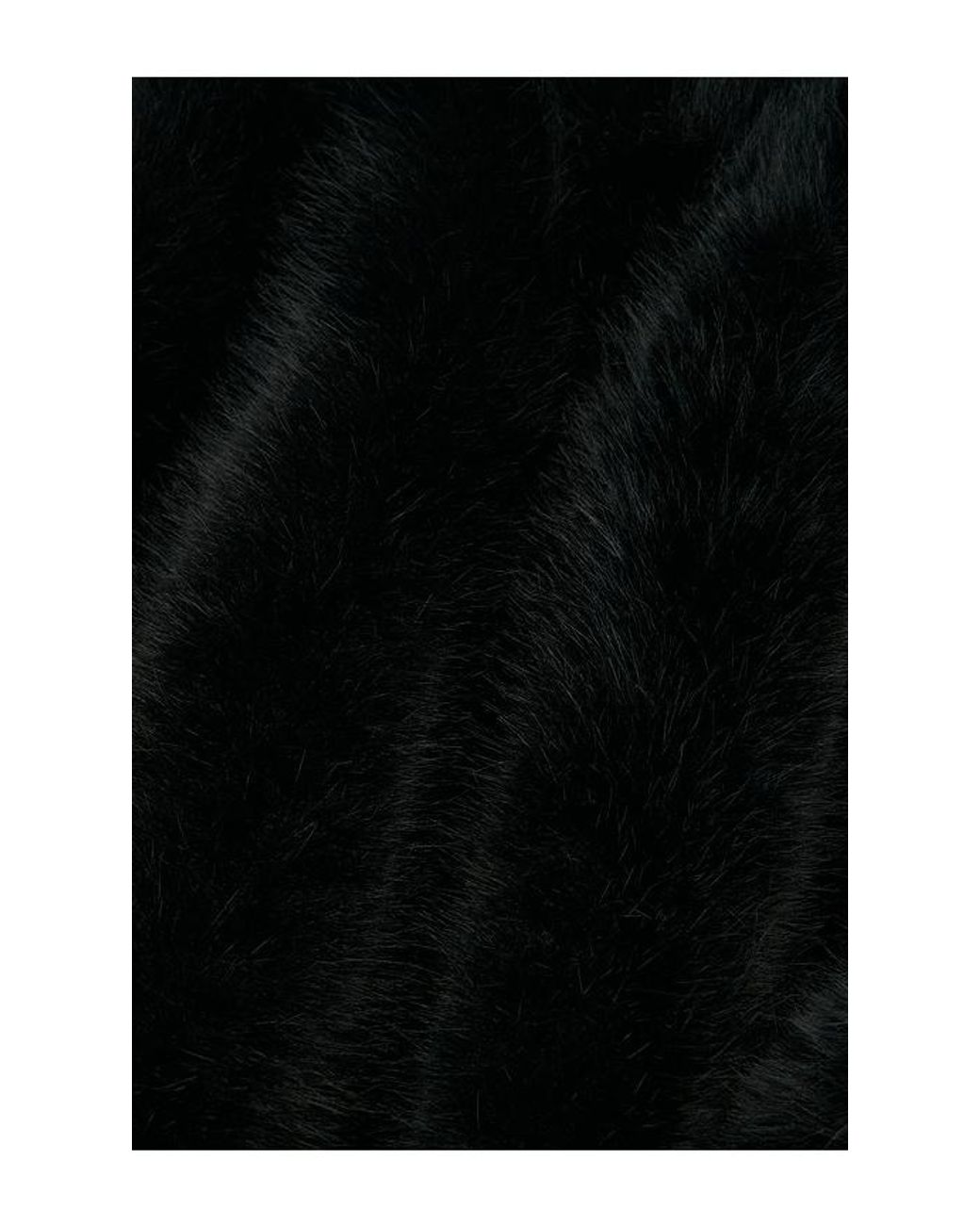 HAELO Black Long Hair Faux Fur Bomber