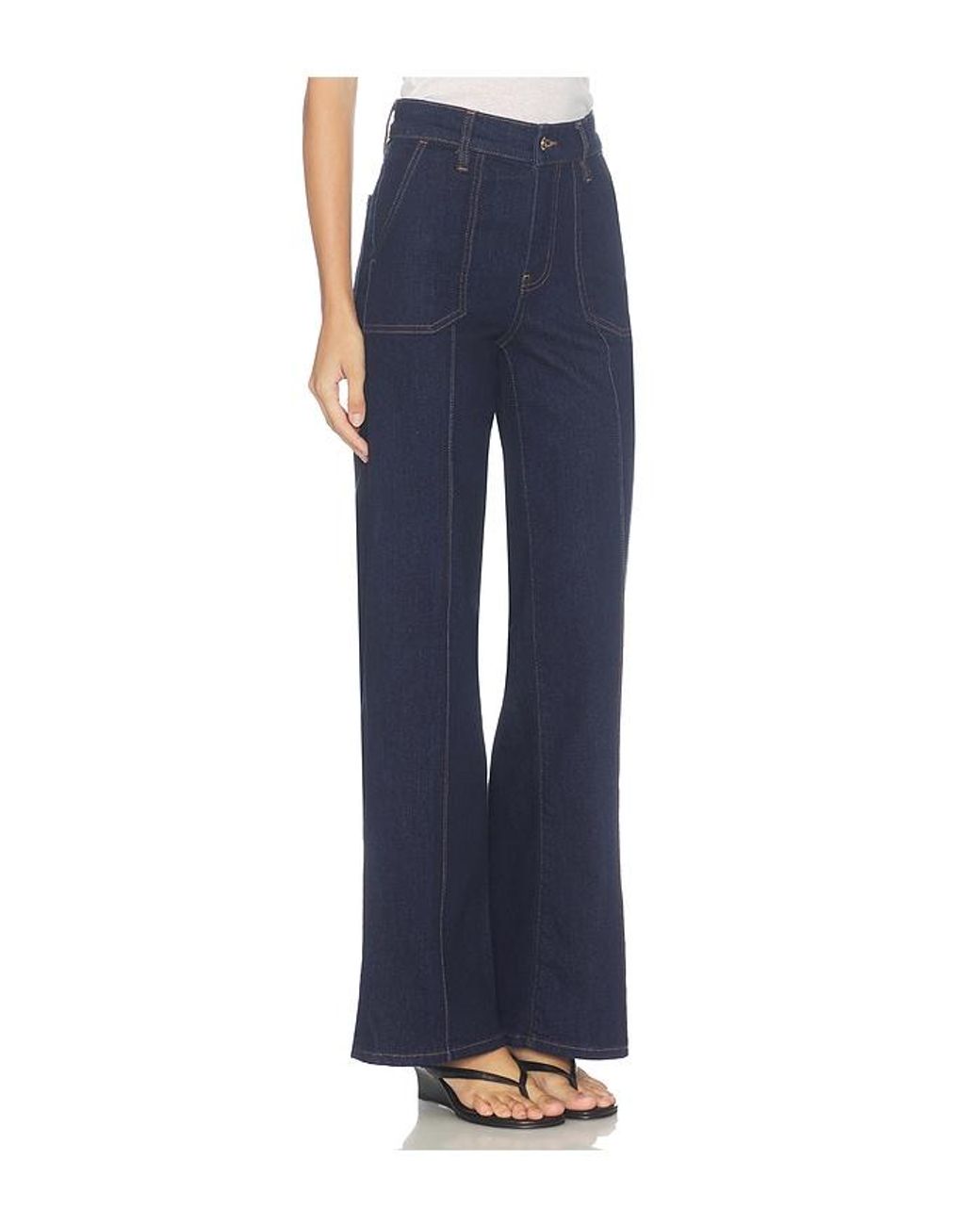 FRAME Blue Le Slim Palazzo Pintuck Pocket