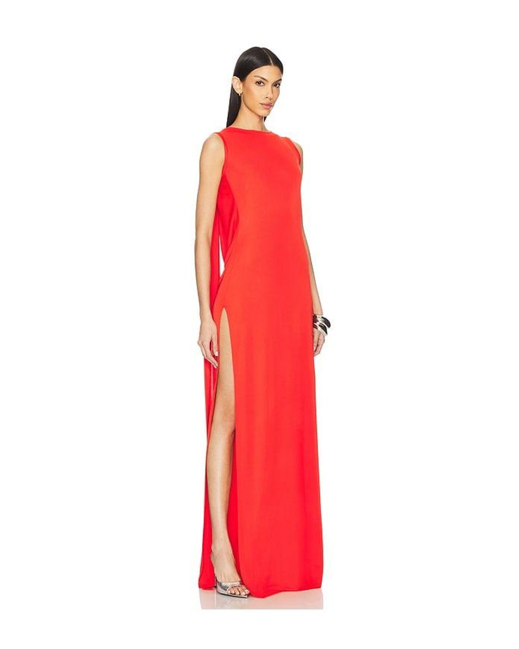 Sid Neigum Red Floor Length Cowl Back Dress