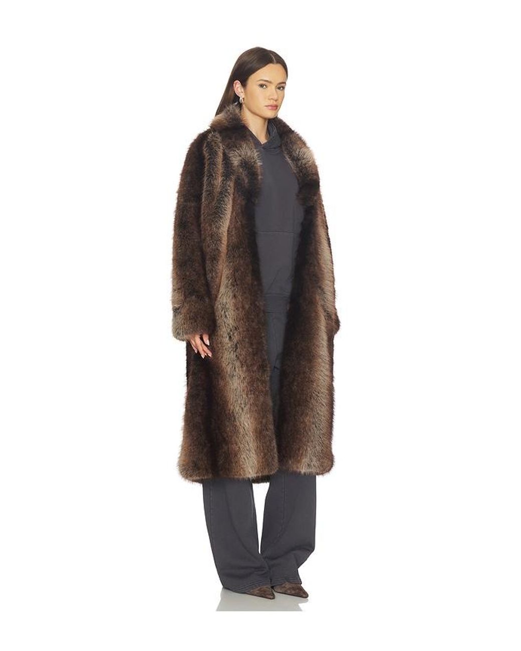 Line & Dot Black Cairo Faux Fur Coat