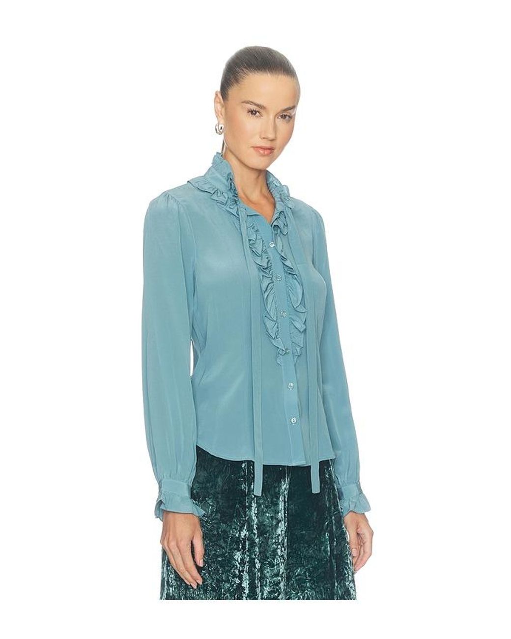 Ulla Johnson Blue Catroux Longsleeve Silk Blouse