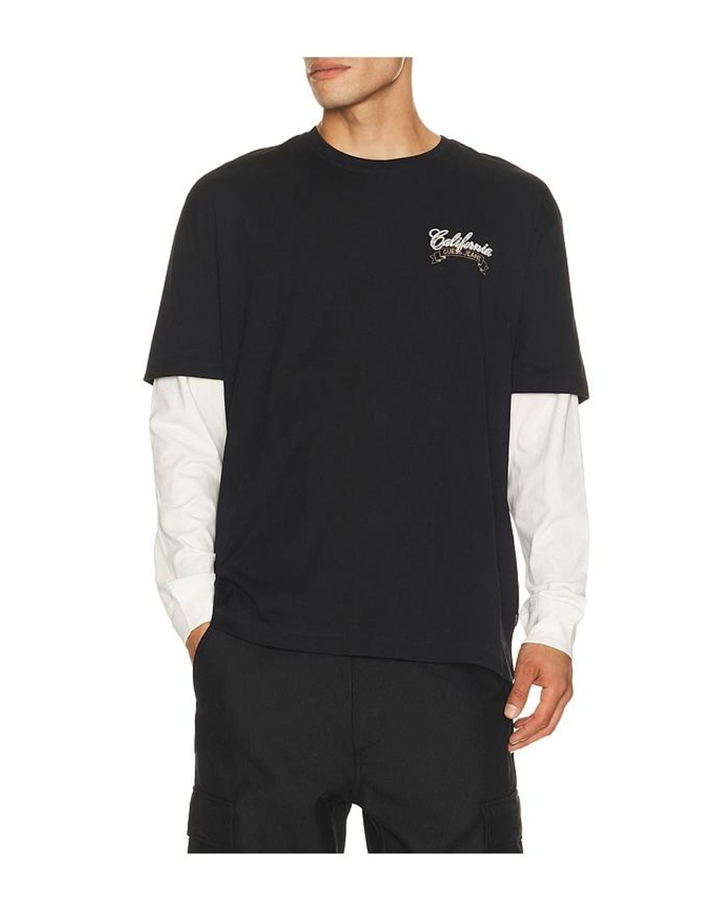 Guess Black Double Layered Mountain Tee for men