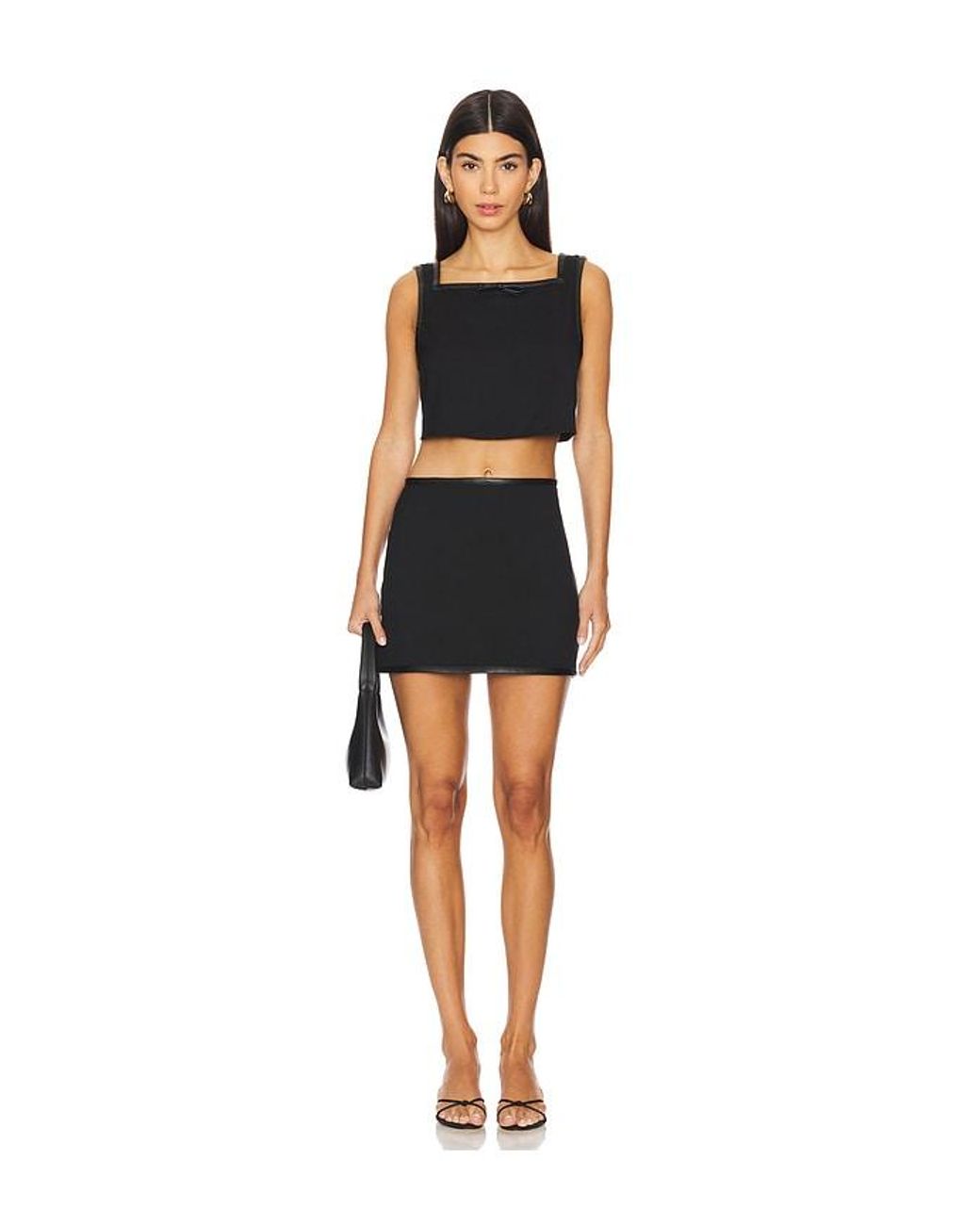 WeWoreWhat Black Linen Mini Skirt