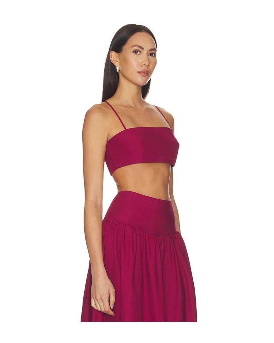 Susana Monaco Red Poplin Crop String Top