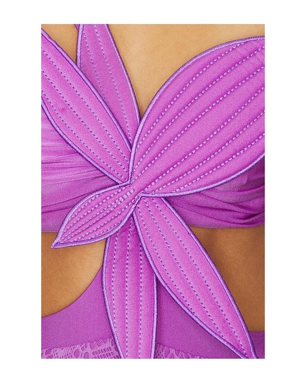 PATBO Purple Sirena Mesh Flower Maxi Dress