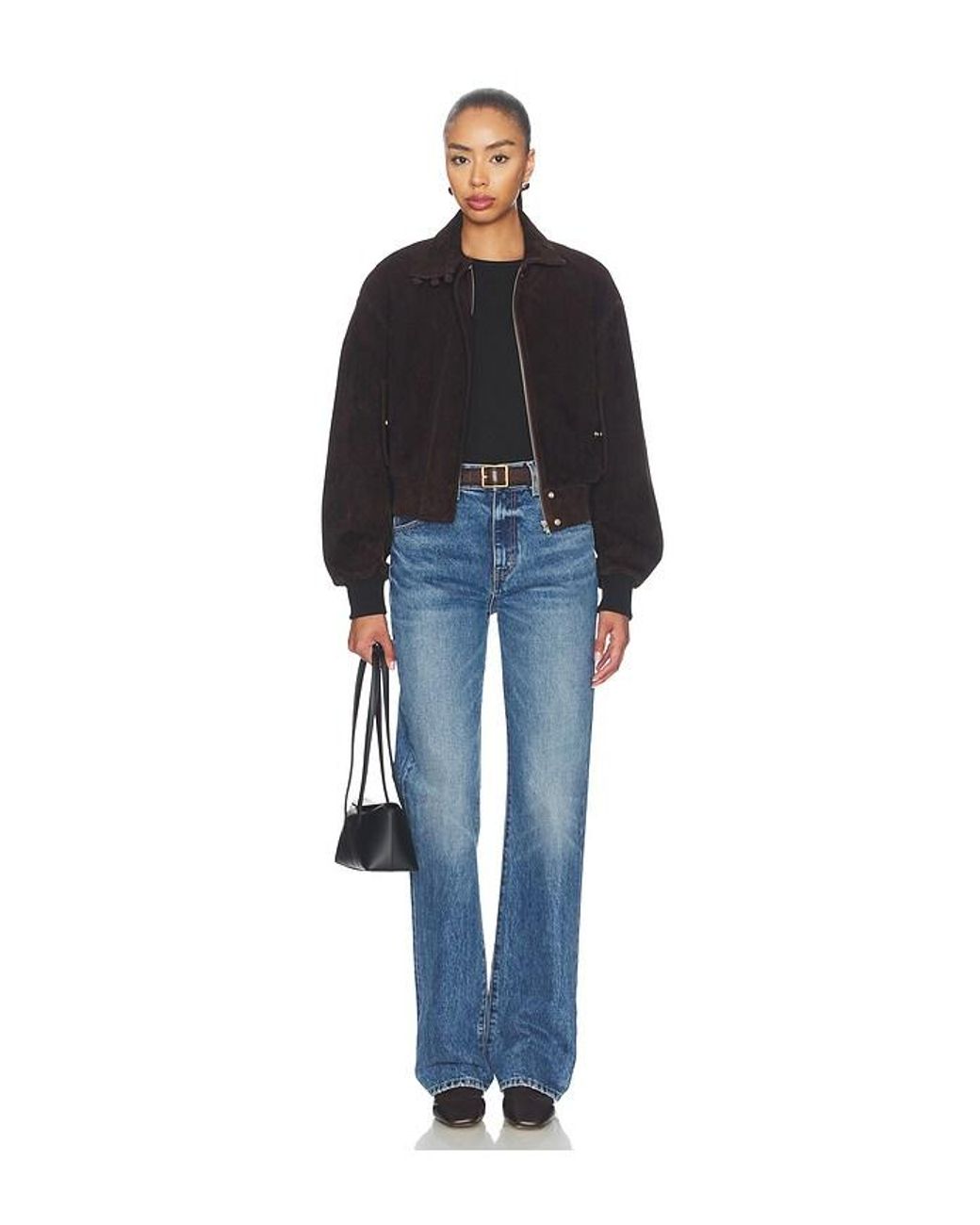 SAU LEE Black Ronan Suede Bomber Jacket