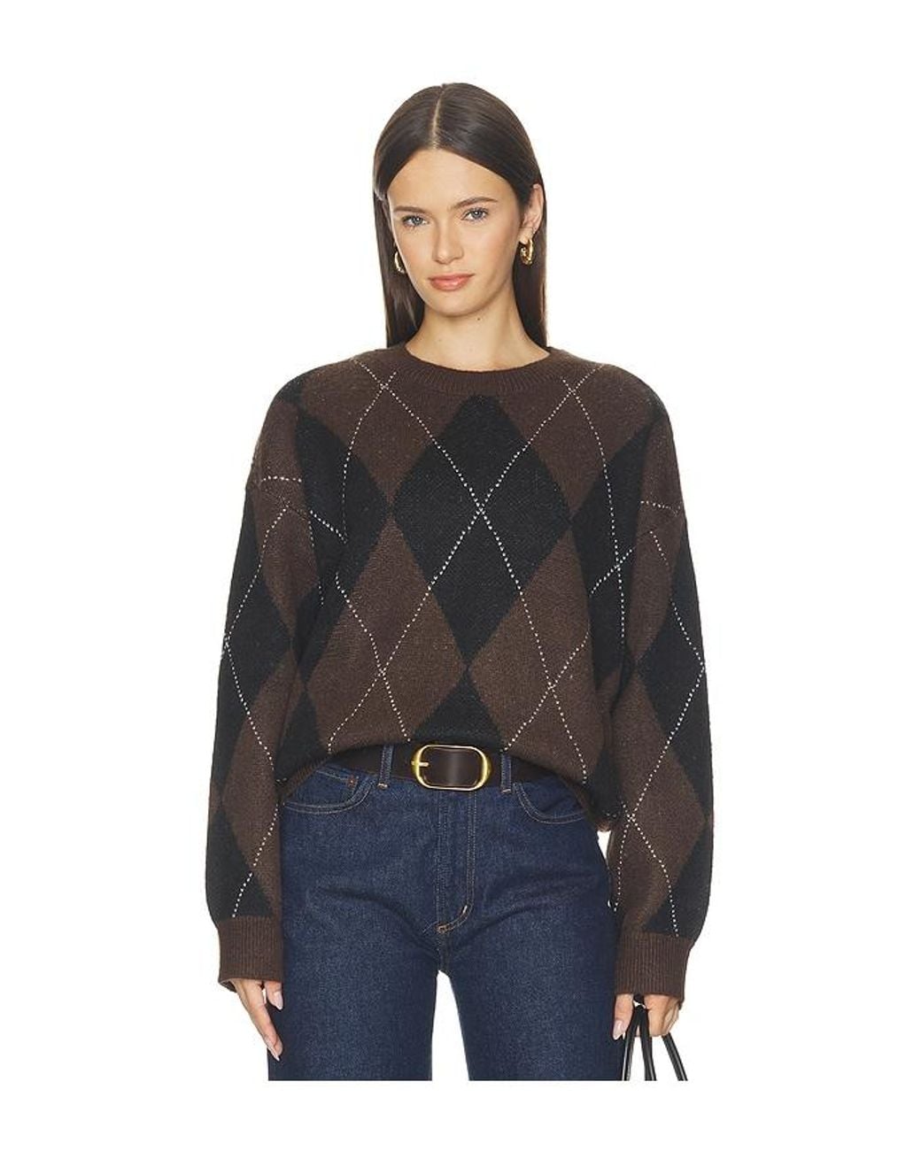 Sanctuary Black Argyle Crew Pullover
