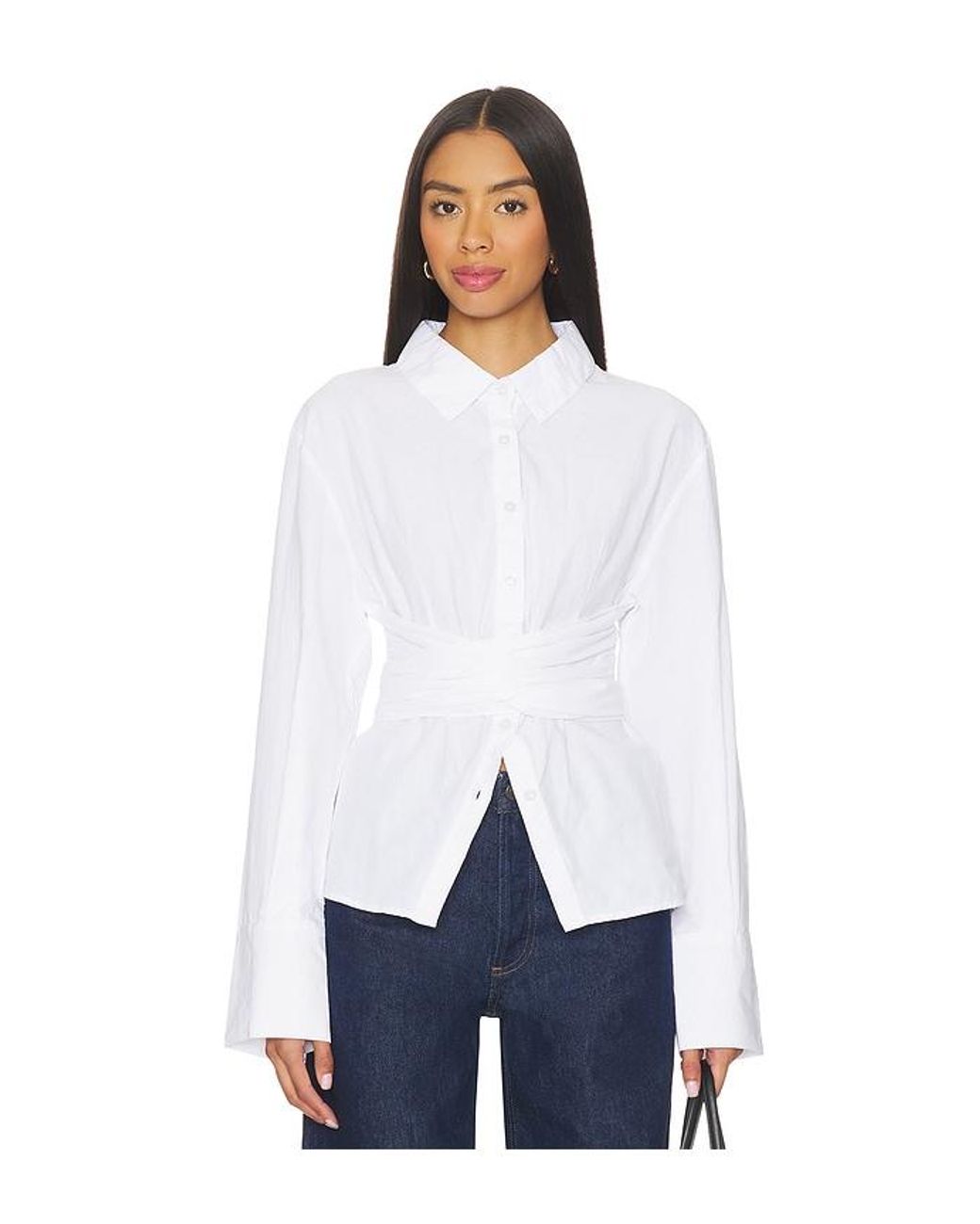 SNDY'S White Hemd Teigan Cinched Button