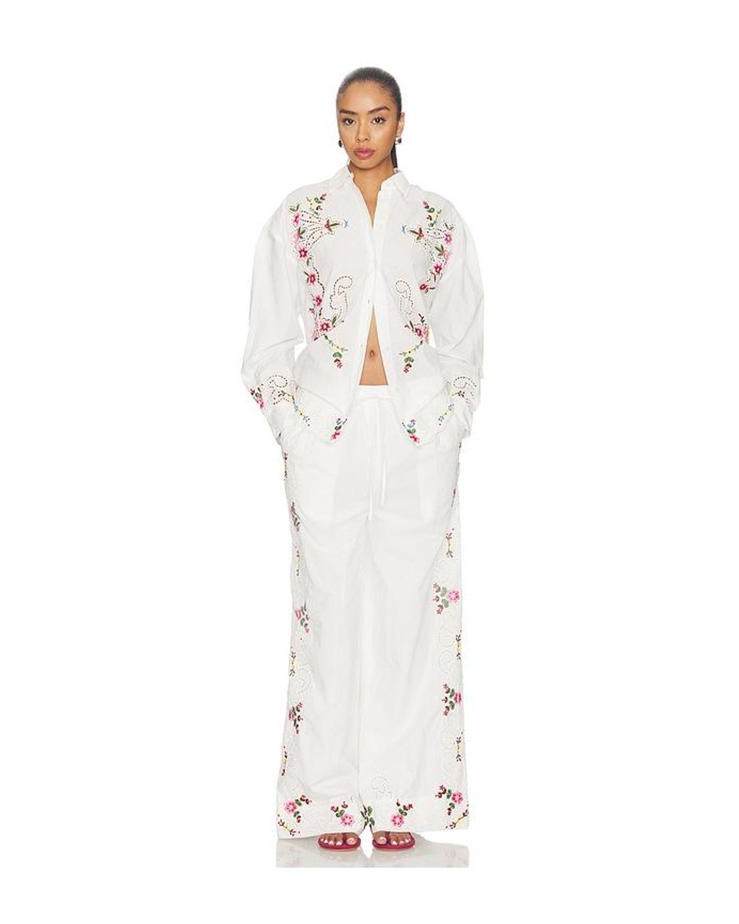 Essentiel Antwerp White Jayme Embroidered Shirt