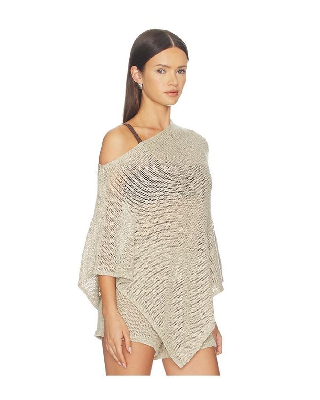 Enza Costa Natural Linen Open Knit Poncho