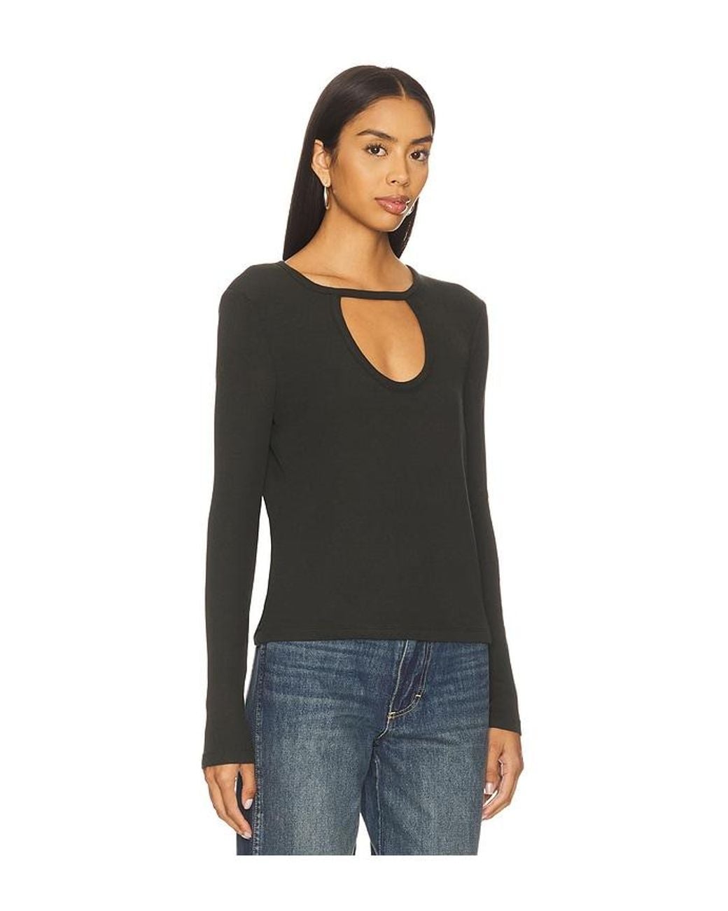 Bobi Black Front Keyhole Tee