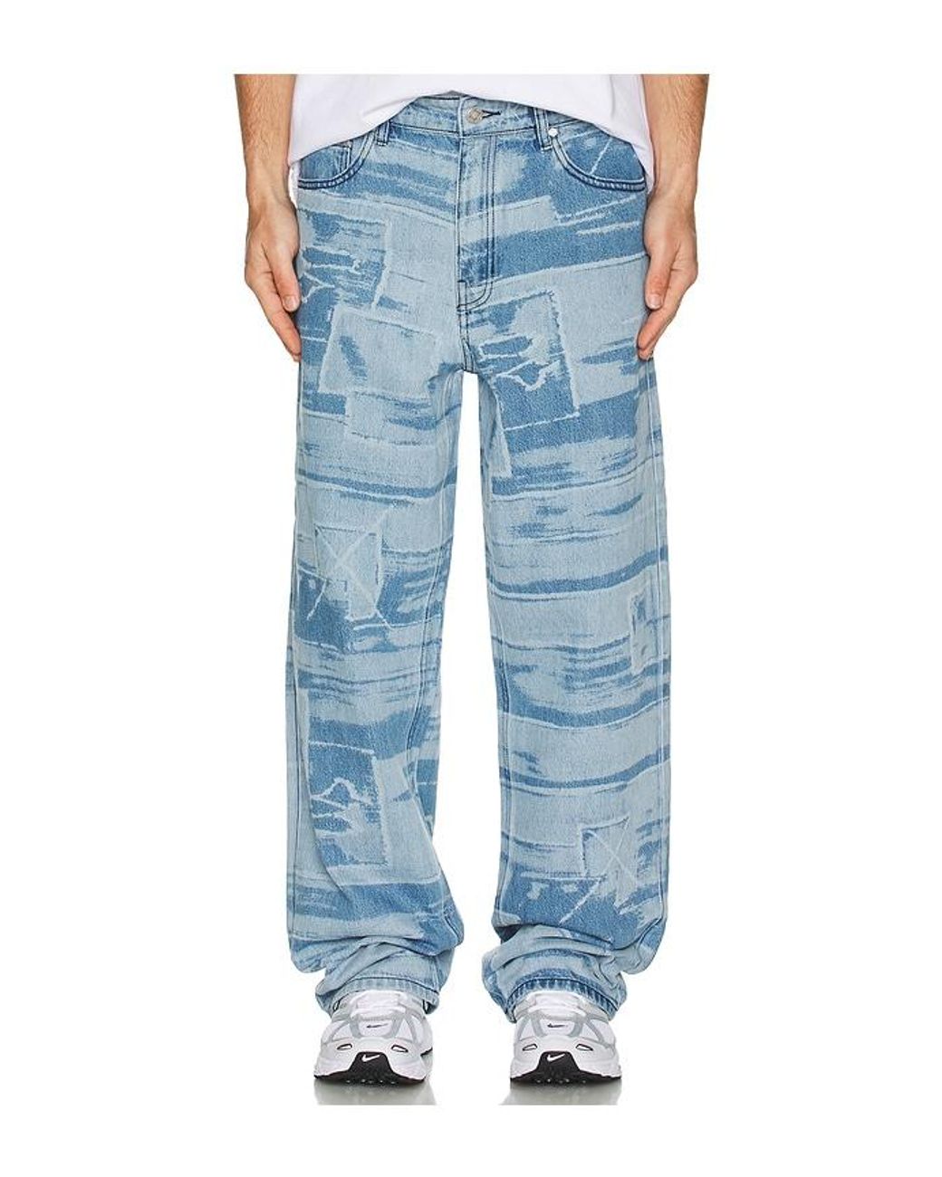 Babylon Blue 5 Pocket Laser Printed Patched Pants for men