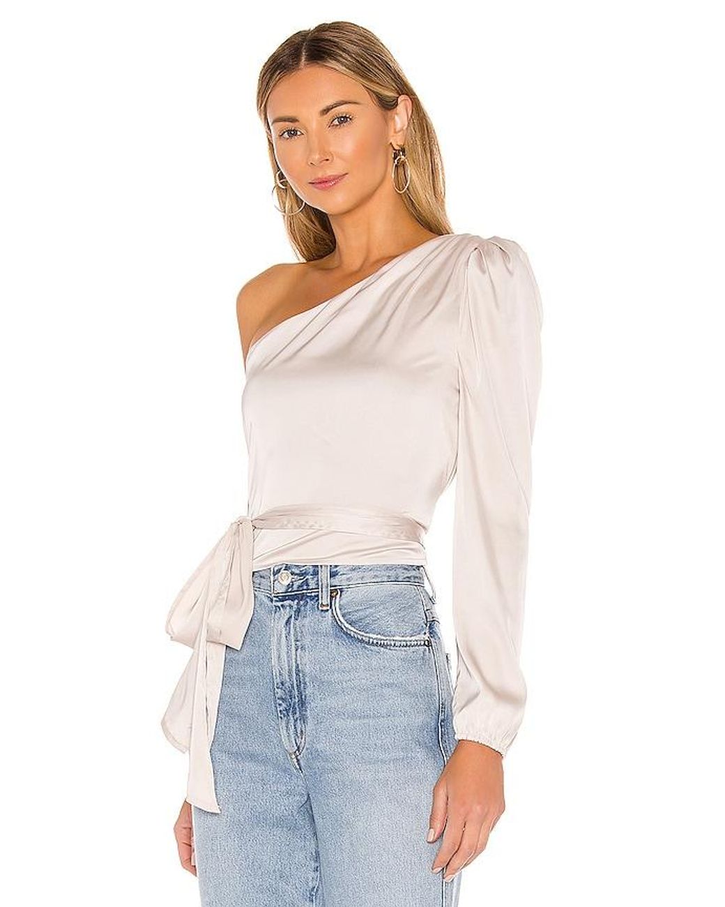 MORE TO COME White Scottie One Shoulder Top