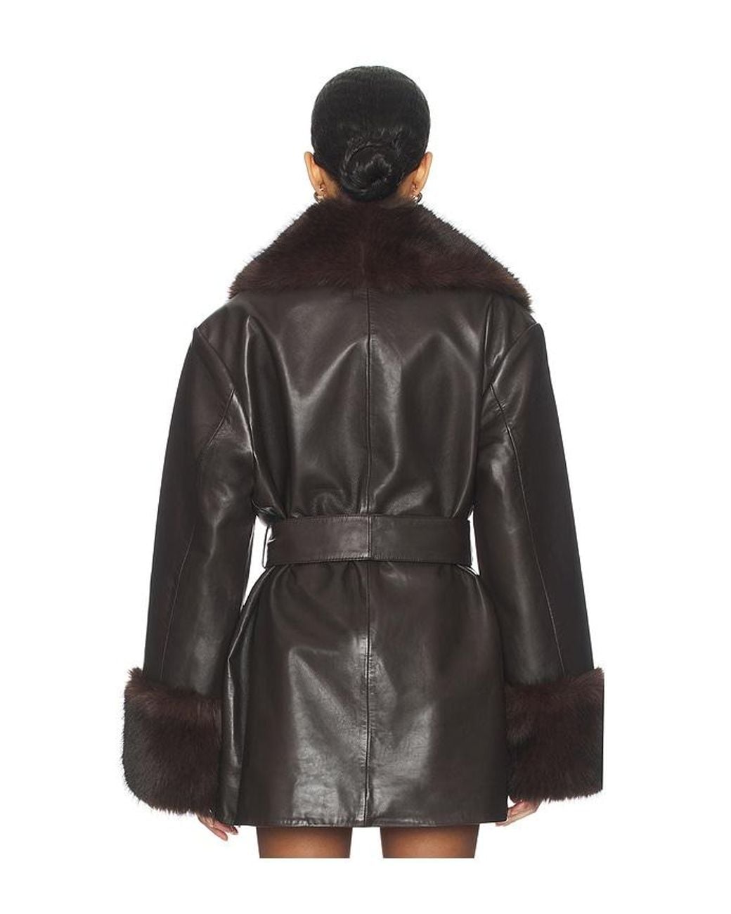 SER.O.YA Black Daly Leather Coat