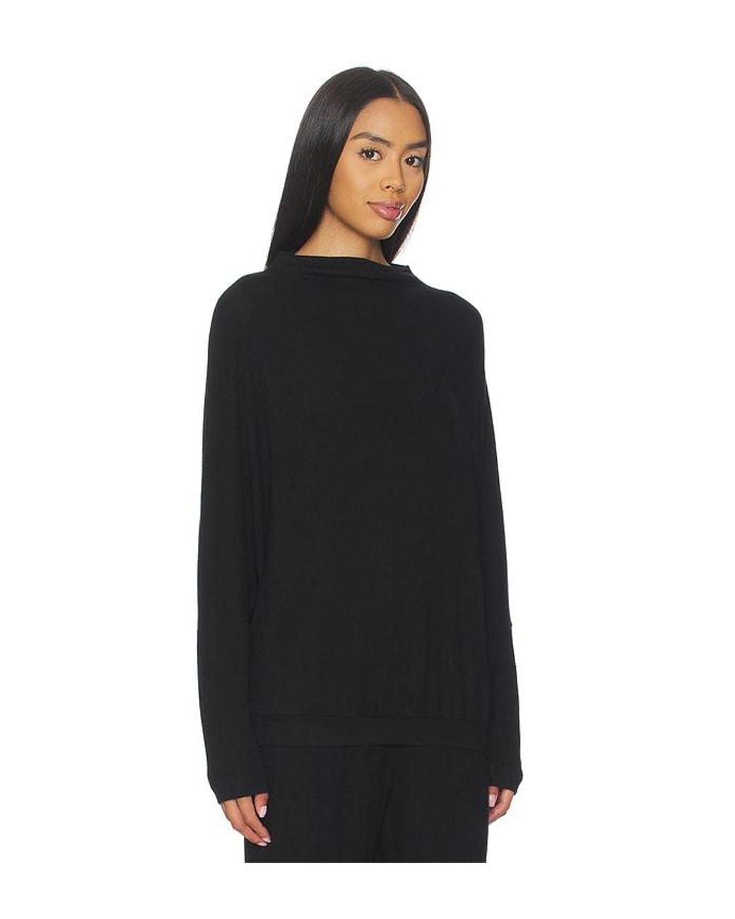 Eberjey Black Cozy Time Mockneck Pullover