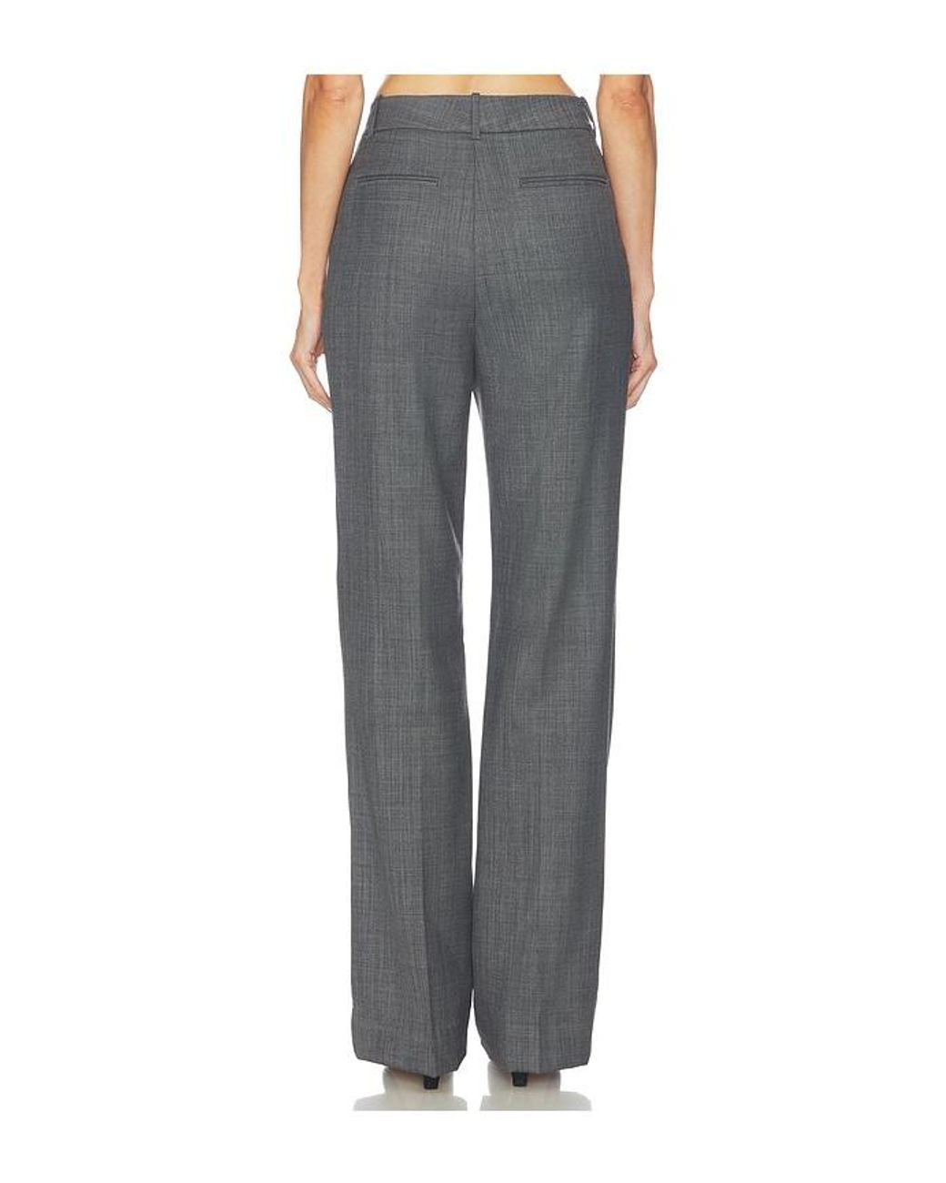 Ganni Gray Wool Melange Suiting Straight Pant