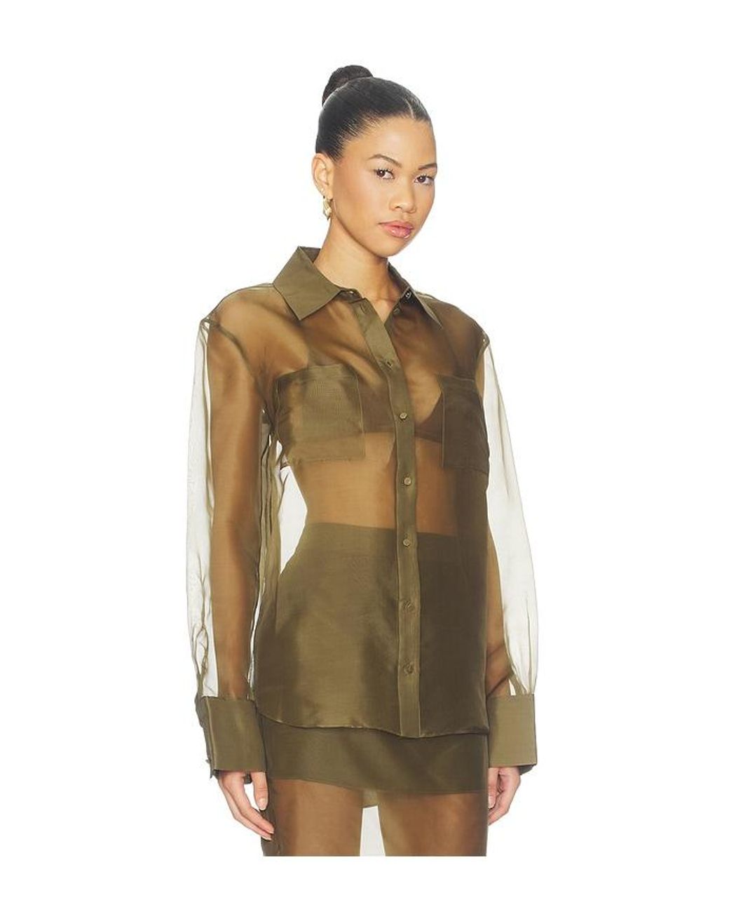 SER.O.YA Green Estella Silk Top