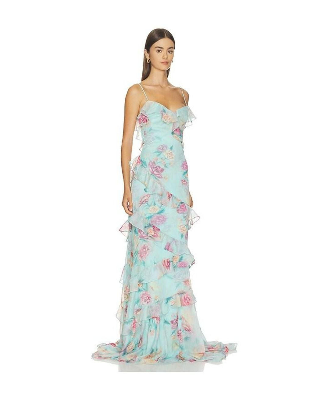 PATBO Blue Flora Mist Long Dress