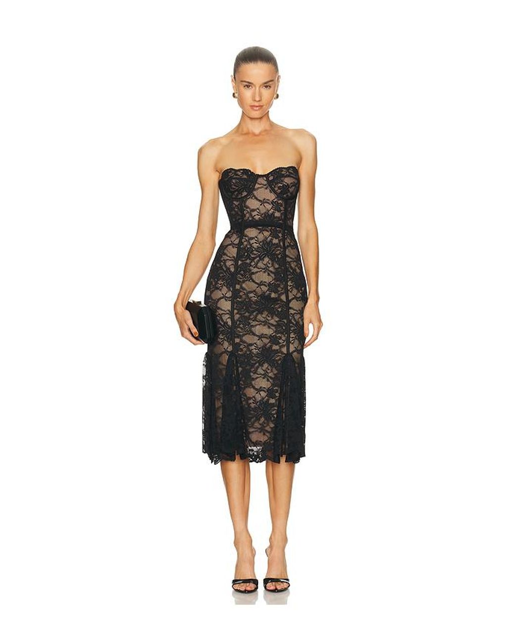LOBA Lucienne Lace Midi Dress in Black | Lyst Australia