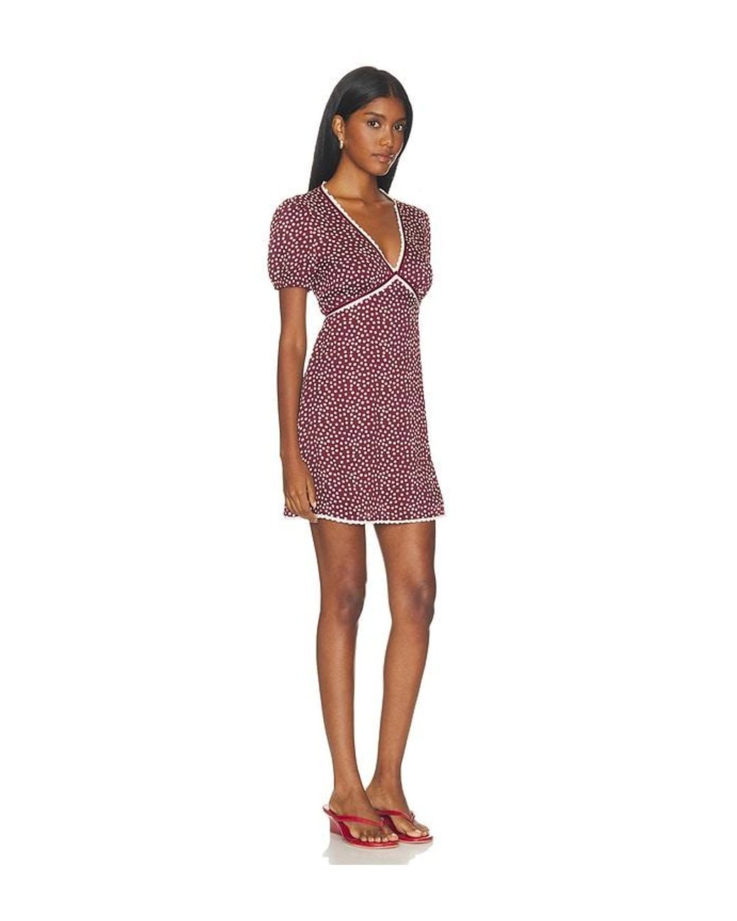 GOOD AMERICAN Red The Woven V Neck Dress