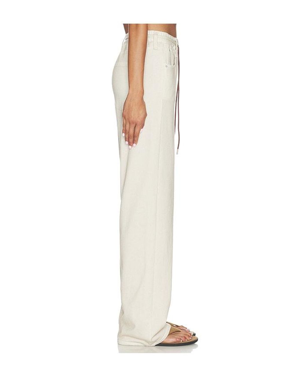 Rag & Bone White Miramar Terry Drawcord Wide Leg Pant