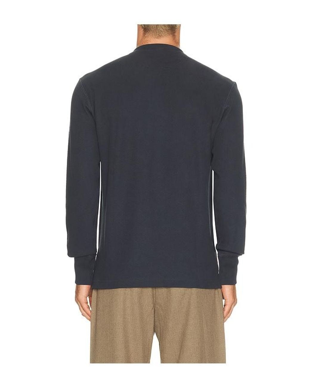 Filson Blue Waffle Knit Henley for men