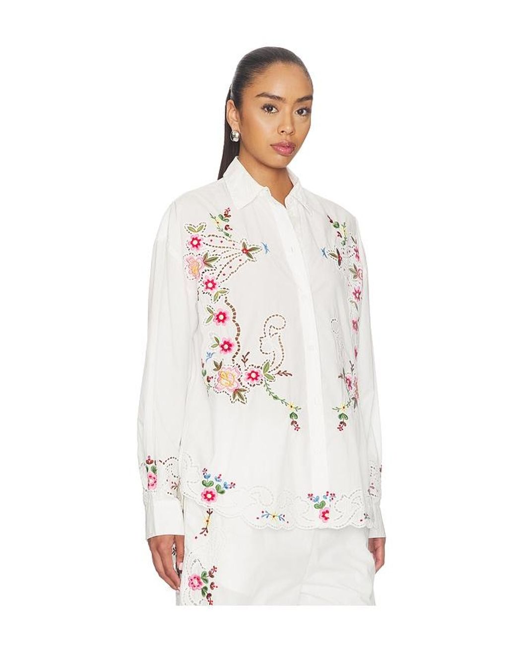 Essentiel Antwerp White Jayme Embroidered Shirt