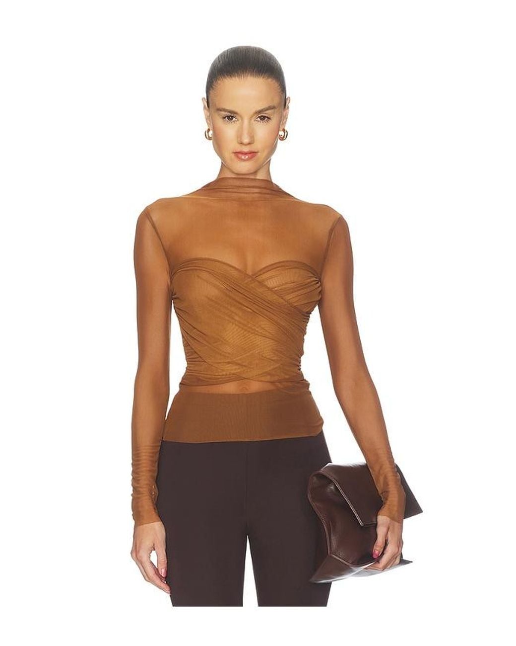 SER.O.YA Brown Saffy Mesh Top