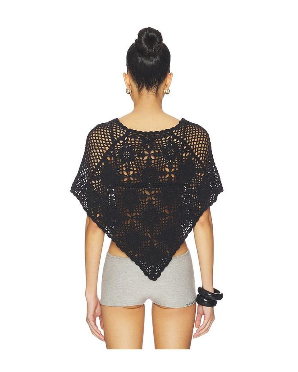 Frankie's Bikinis Black Sophie Crochet Poncho