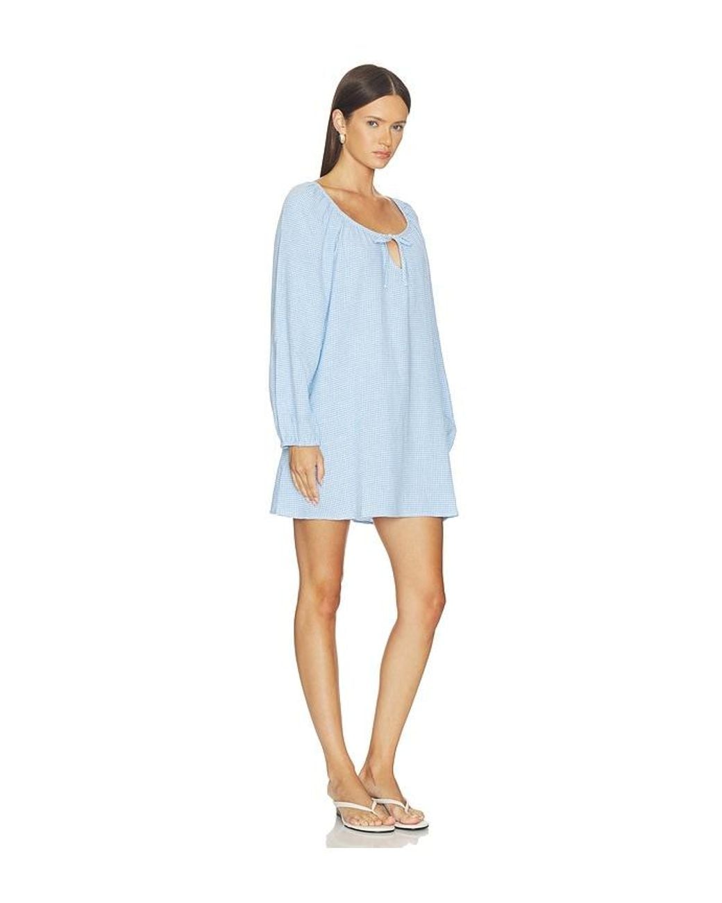 Eberjey Blue Linen Blend Short Dress
