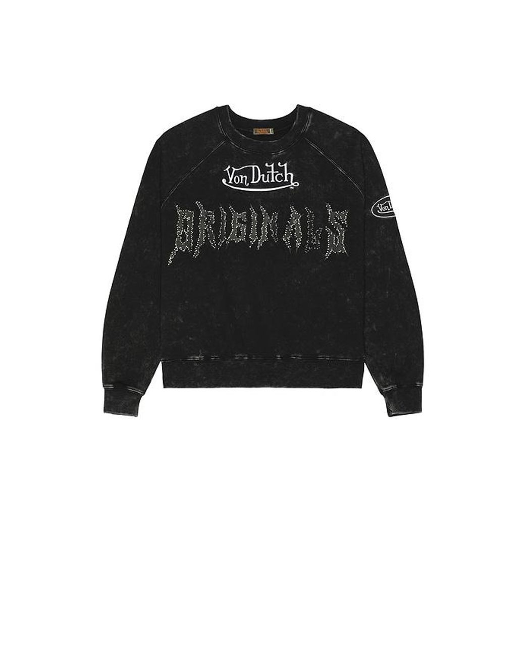 Von Dutch Black Crew Neck Raglan Sweatshirt for men