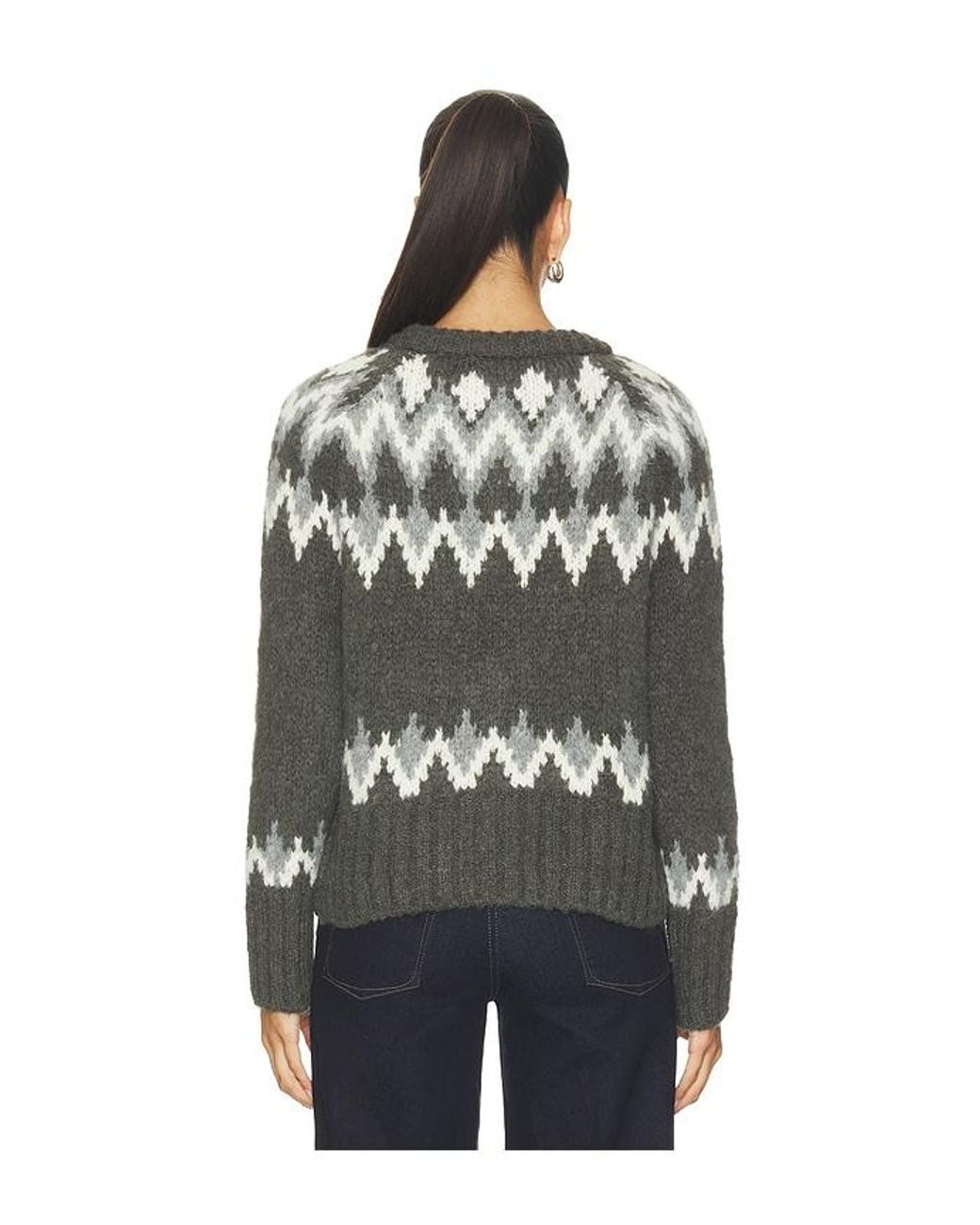 Veronica Beard Black Christina Fairisle Cardigan