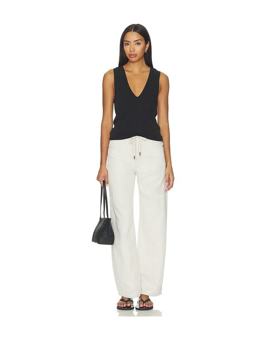 FRAME White The Off Duty Drawstring Bow Jeans