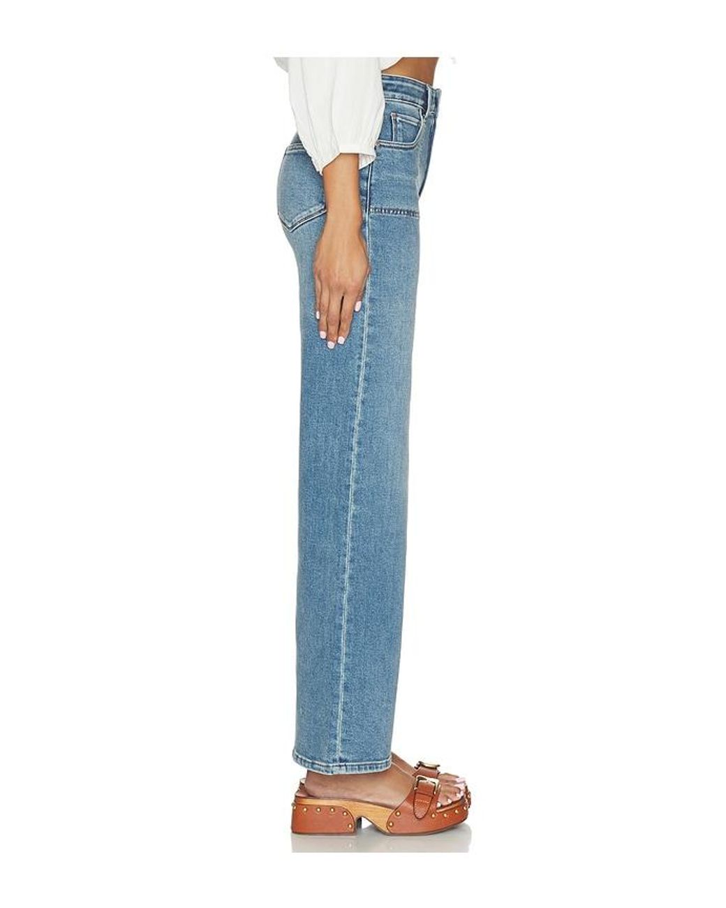 PAIGE Blue Anessa With Rounded Stitch Though Pockets Jean
