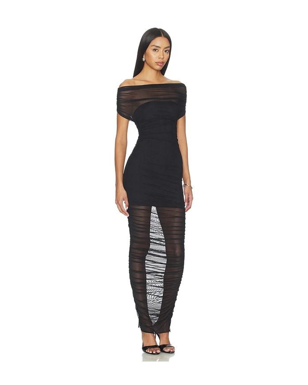SER.O.YA Black Noel Mesh Midi Dress