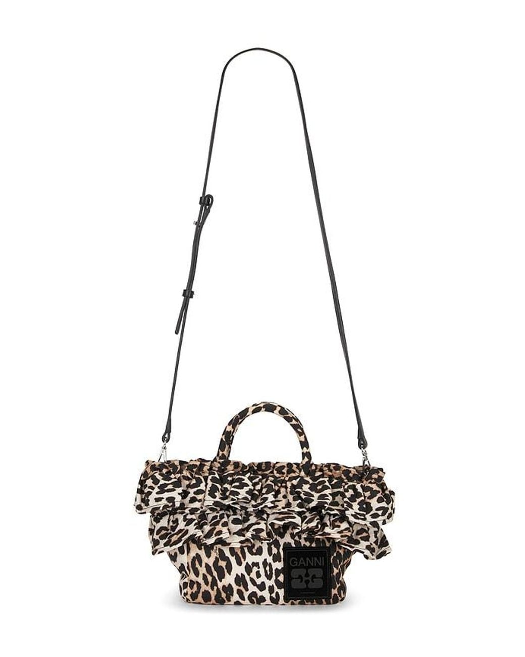 Ganni Black Mini Shopper Ruffle Print