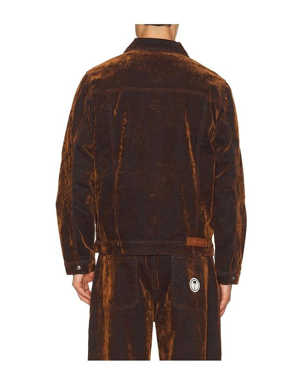 Palm Angels Brown Palm Tree Flock Denim Jacket for men