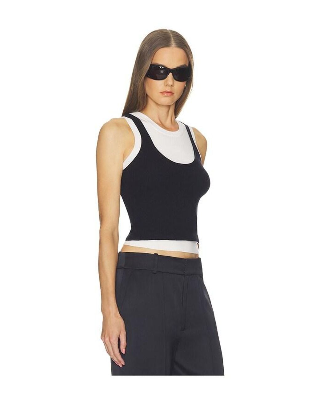 Helsa Black Tai Layered Knit Tank