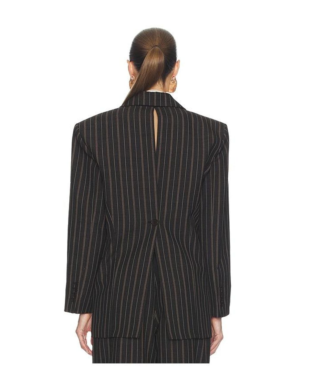 Helsa Black Stripe Twill Boyfriend Blazer