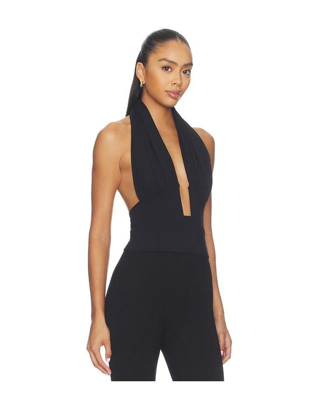 Susana Monaco Blue Halter Gathered Top